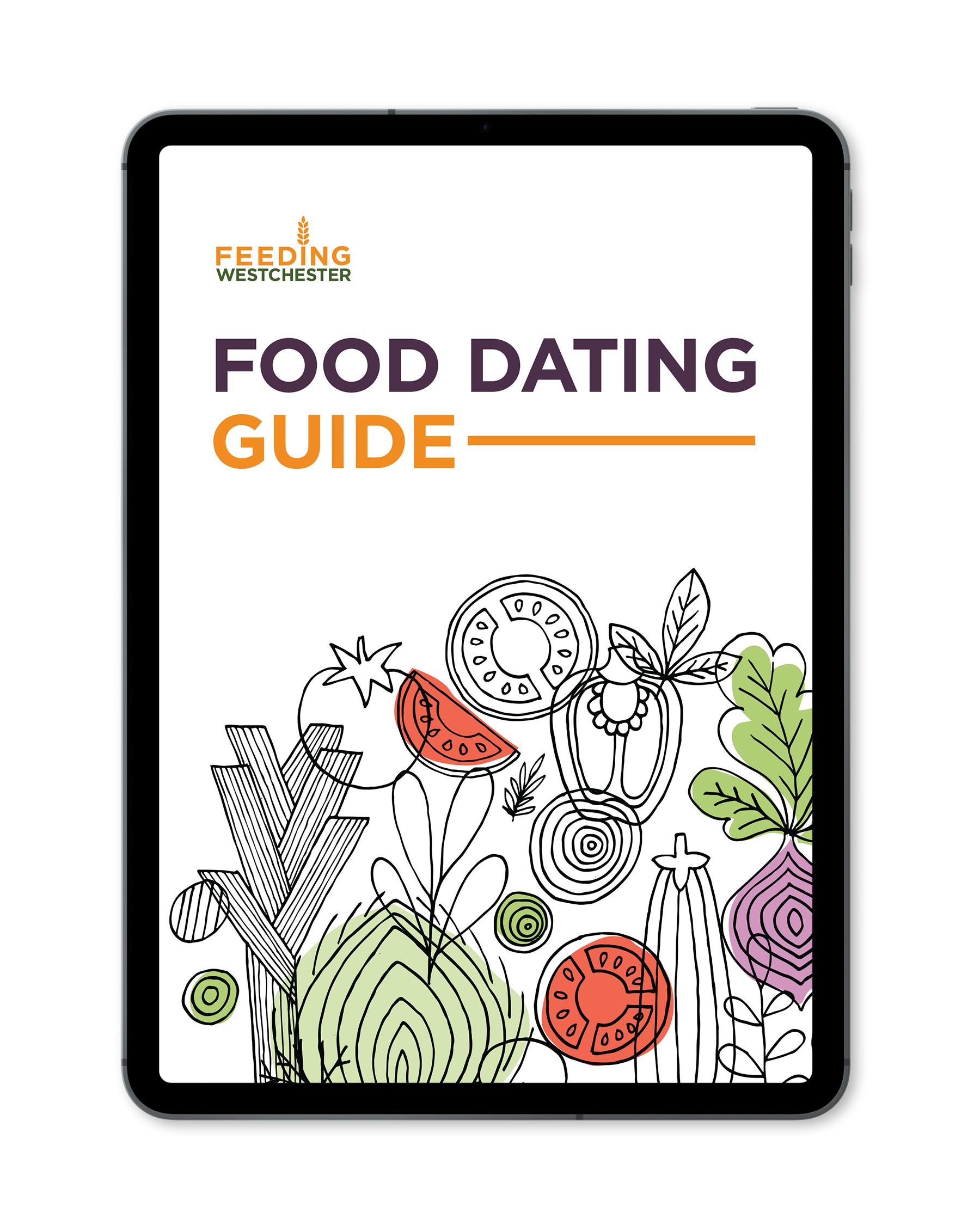 An image of an ipad showing the cover of the Food Dating Guide.
